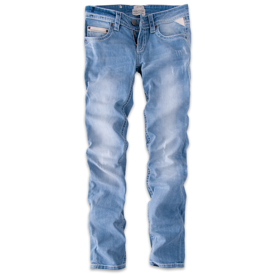 Pale Blue Slim Fit Jeans With Faded Wash Isolated Product Image