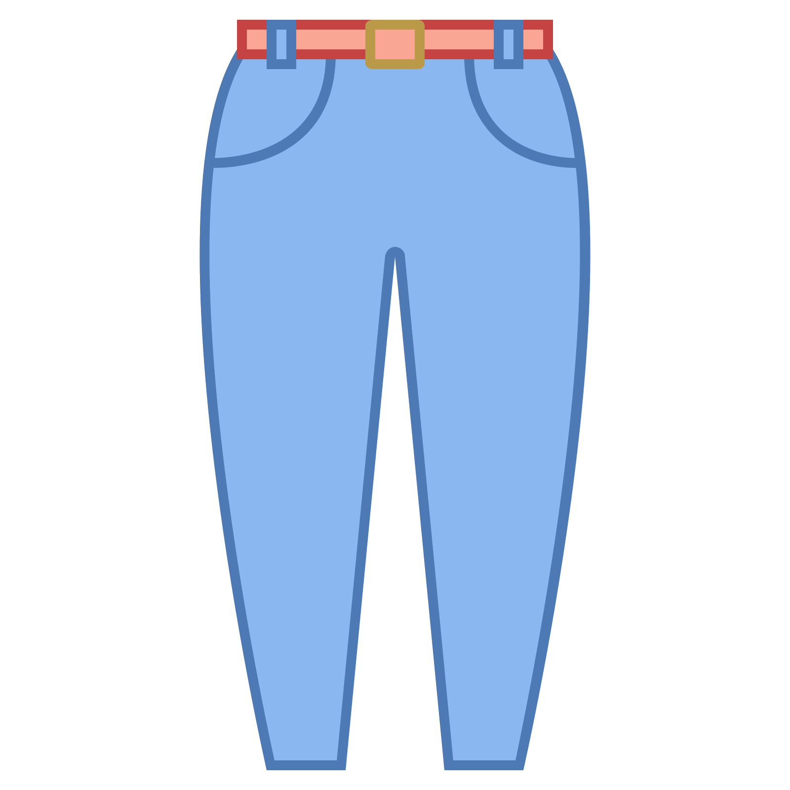 Simple Light Blue Jeans Vector Clipart With Brown Belt