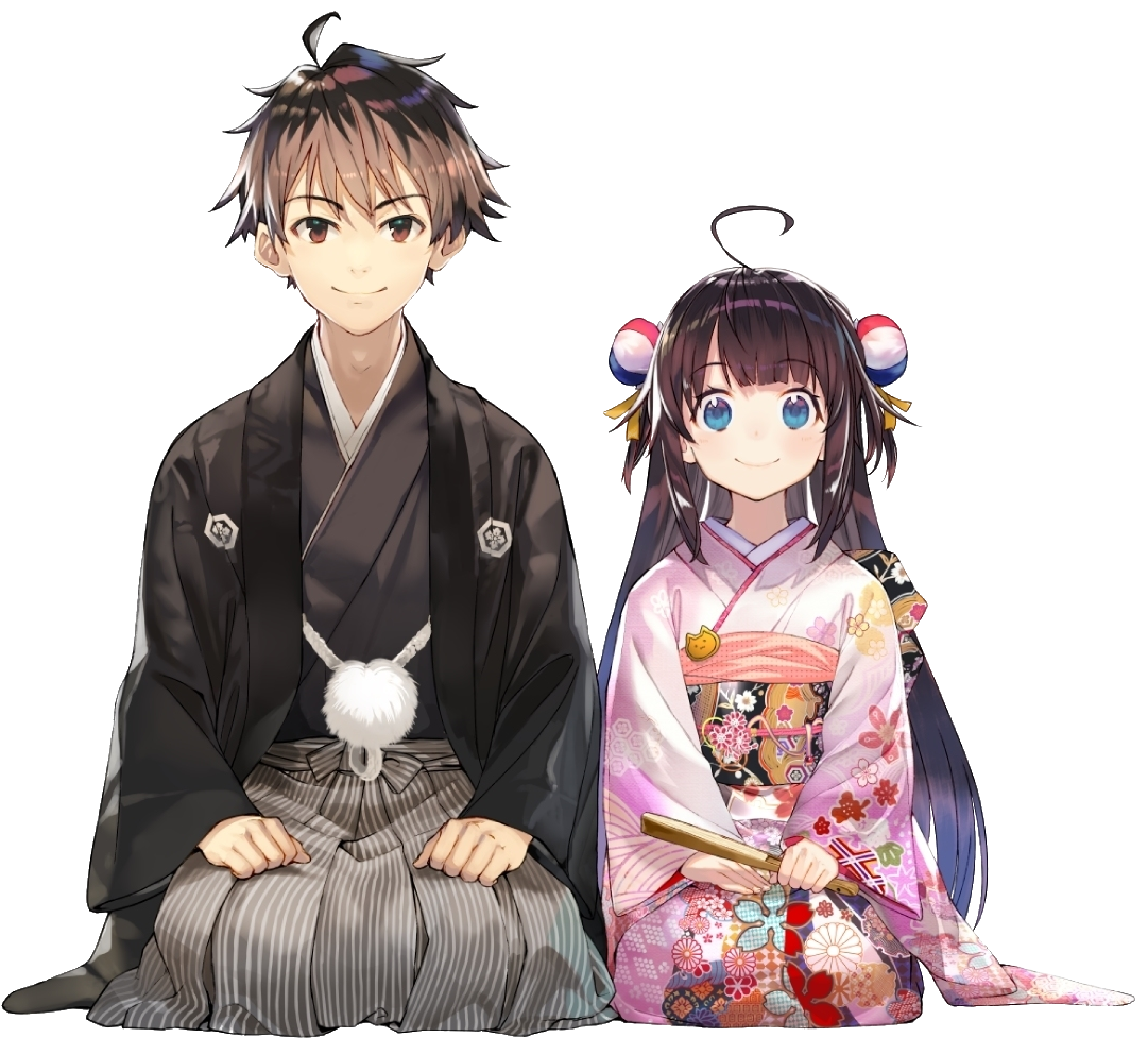 Anime Bride And Groom In Traditional Japanese Wedding Kimono Portrait
