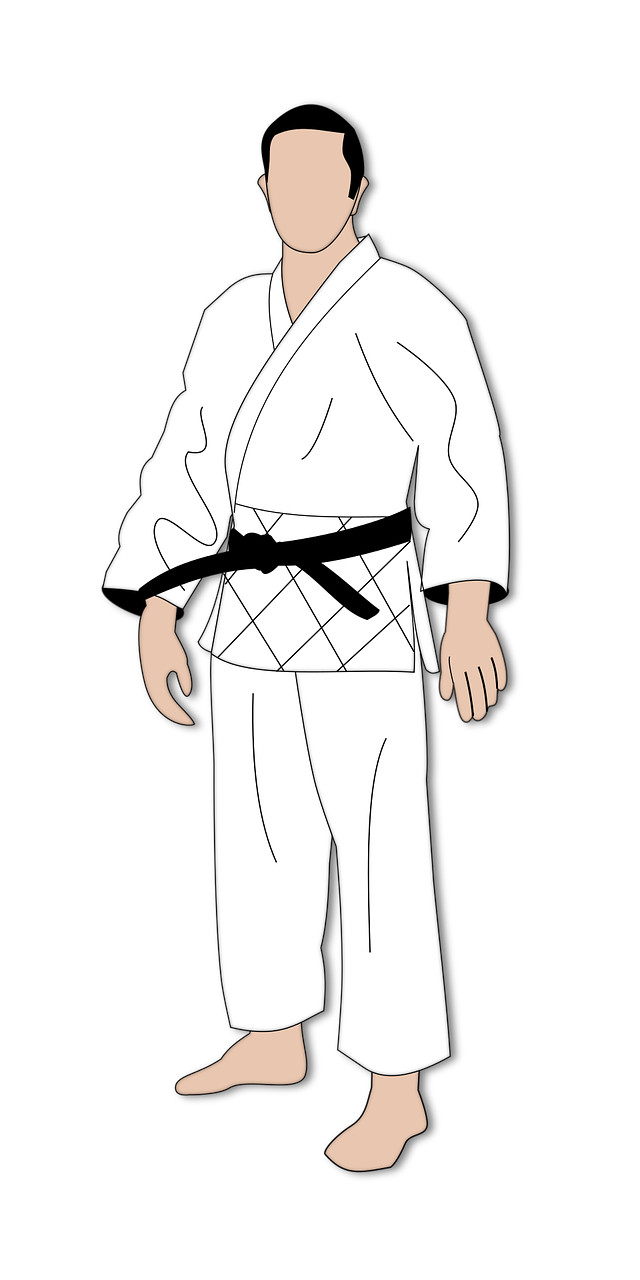 Man Wearing White Karate Gi Uniform With Black Belt Isolated Product Image
