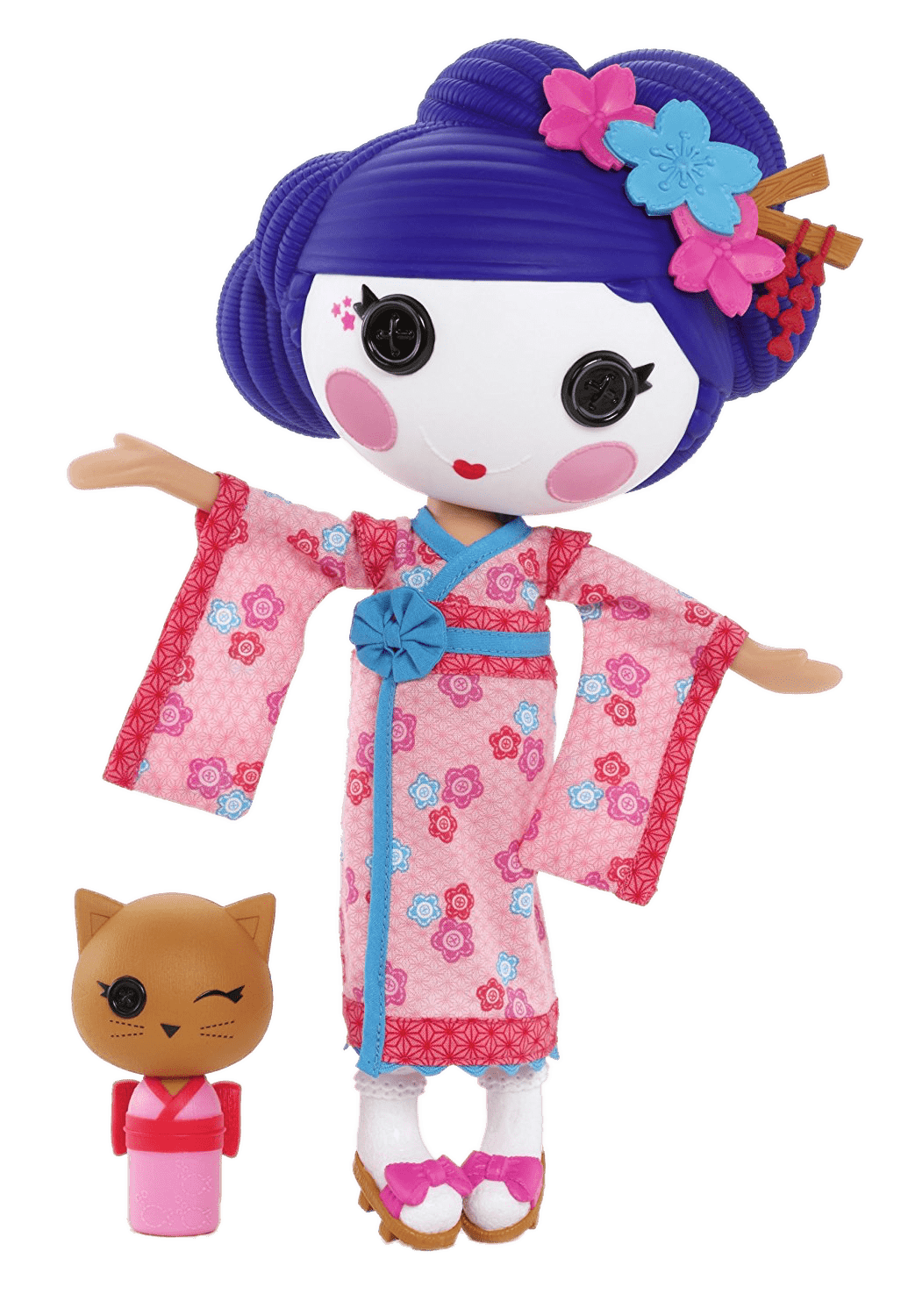 Cute Pink Kimono Doll With Floral Hair Ornament And Matching Handbag