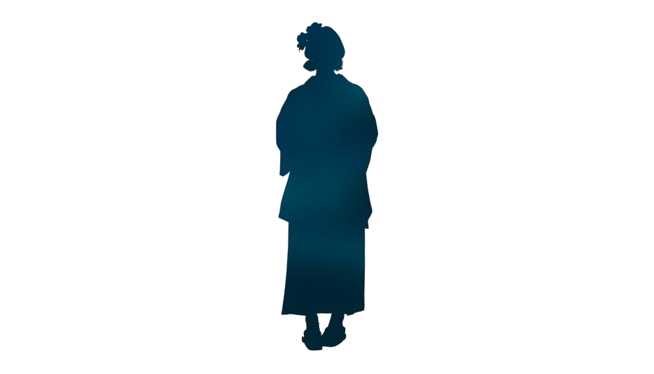 Dark Blue Silhouette Of Woman In Traditional Japanese Kimono PNG Clipart