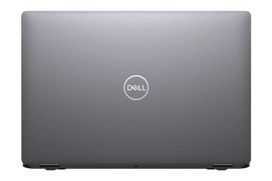 Closed Silver Dell Laptop Computer Rear View Isolated PNG