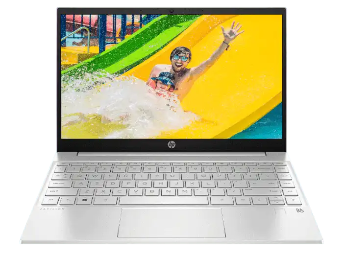 Light Silver Laptop With Bright Yellow Desktop Wallpaper And Keyboard