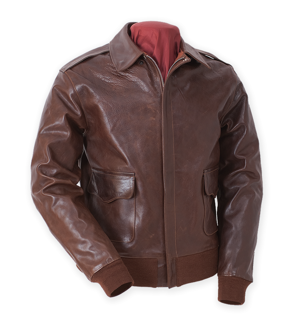 Burgundy Leather Bomber Jacket With Snap Collar And Zip Front