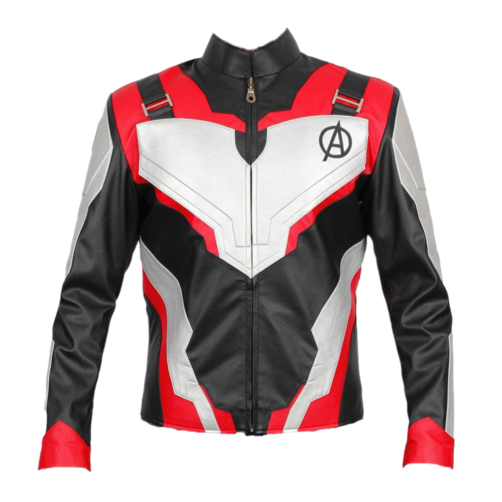 Red White And Black Motorcycle Racing Jacket With Shield Graphic