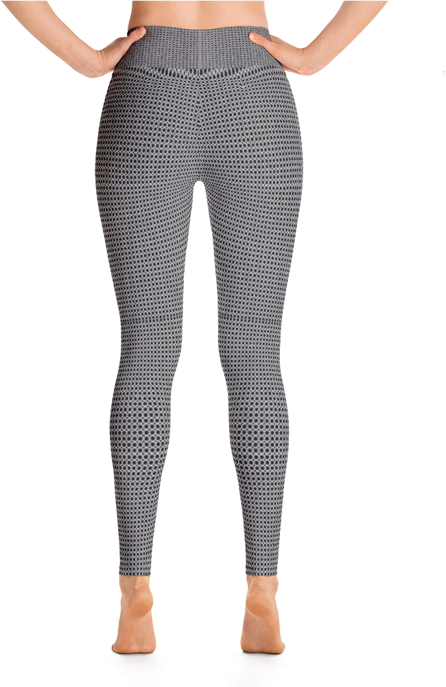 Gray Textured High Waist Leggings Worn By Fitness Model