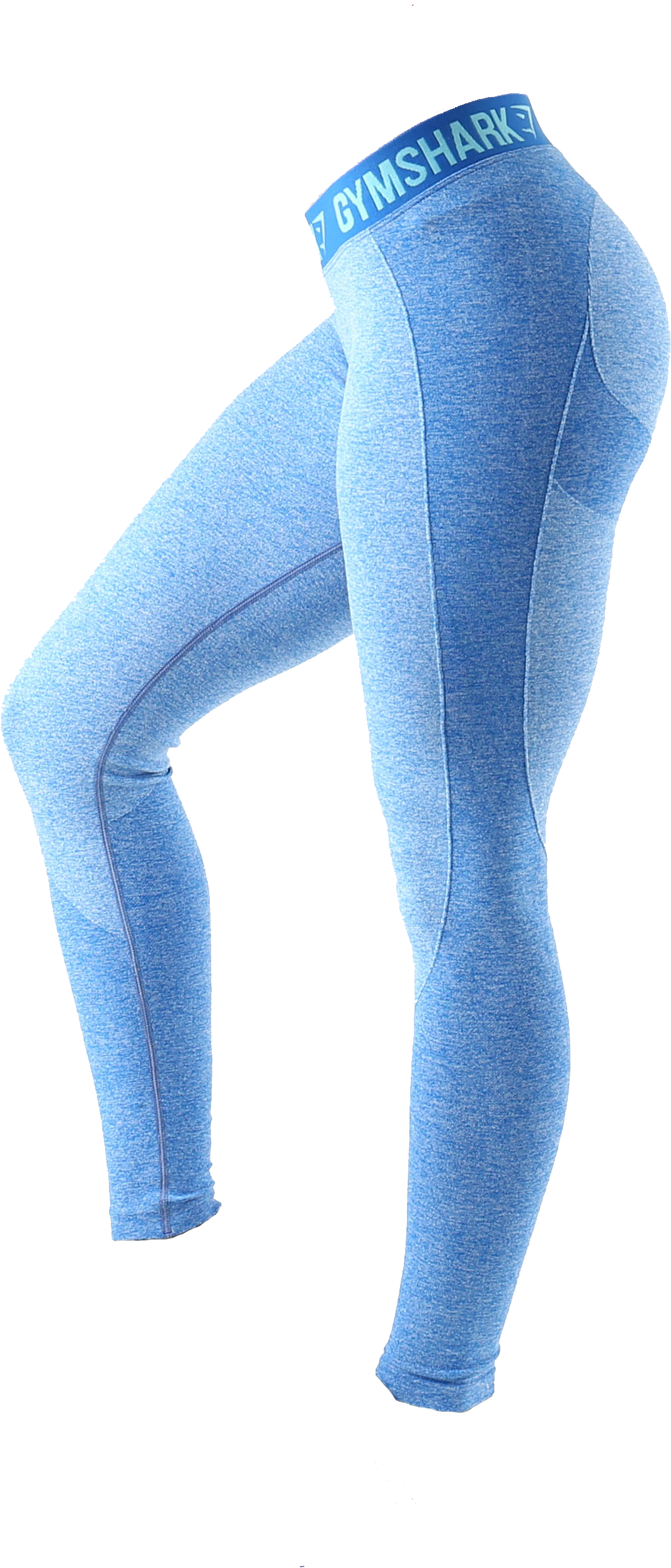 Ice Blue Shiny High Waist Leggings Side View Fitness Apparel PNG