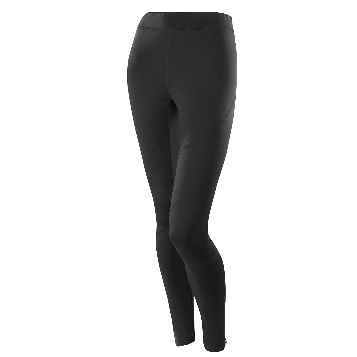 Plain Black Full Length Leggings Rear View Isolated PNG Image