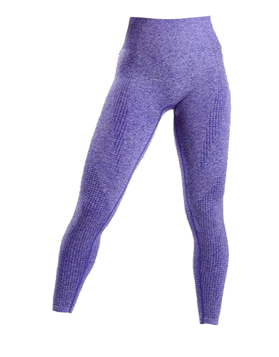 Purple Heathered Yoga Leggings With Stretch Fabric Isolated PNG