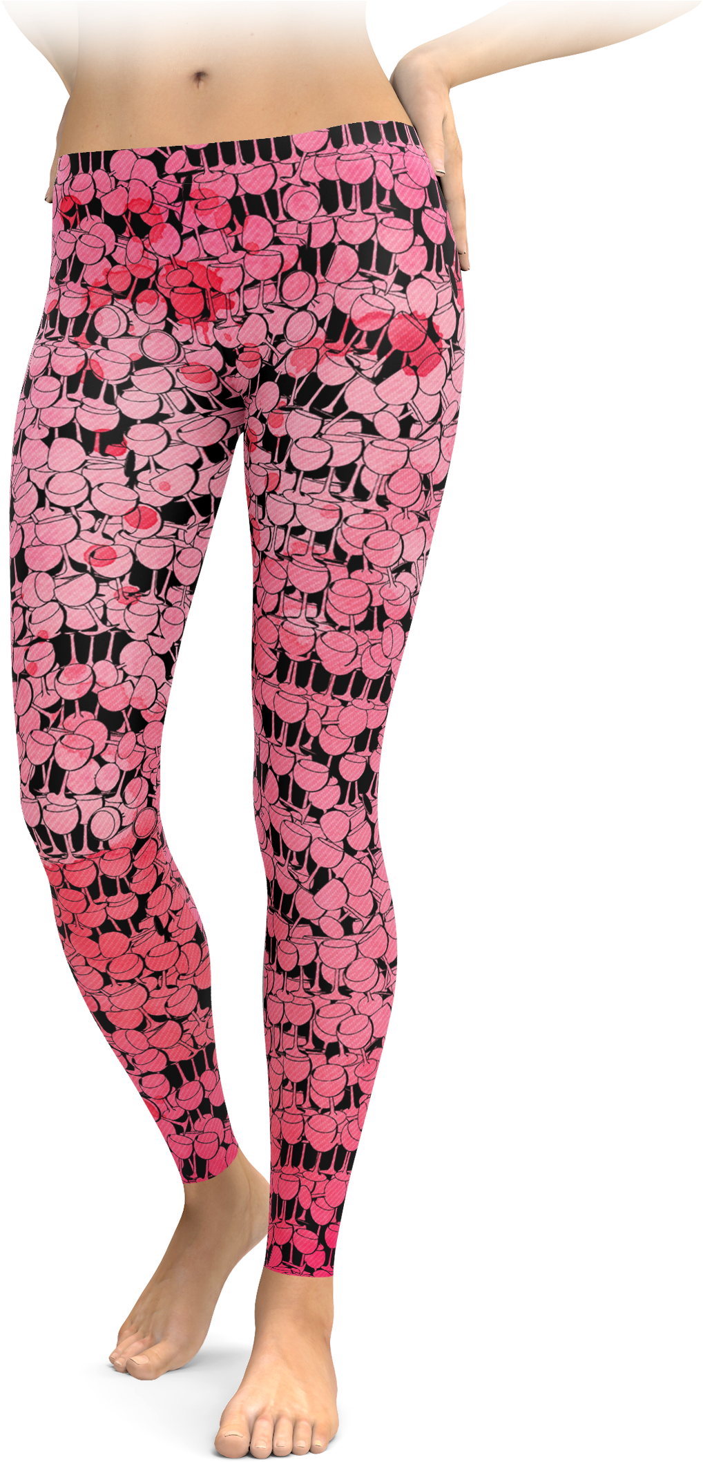 Woman Wearing Pink And Black Floral Leggings Fashion Photo