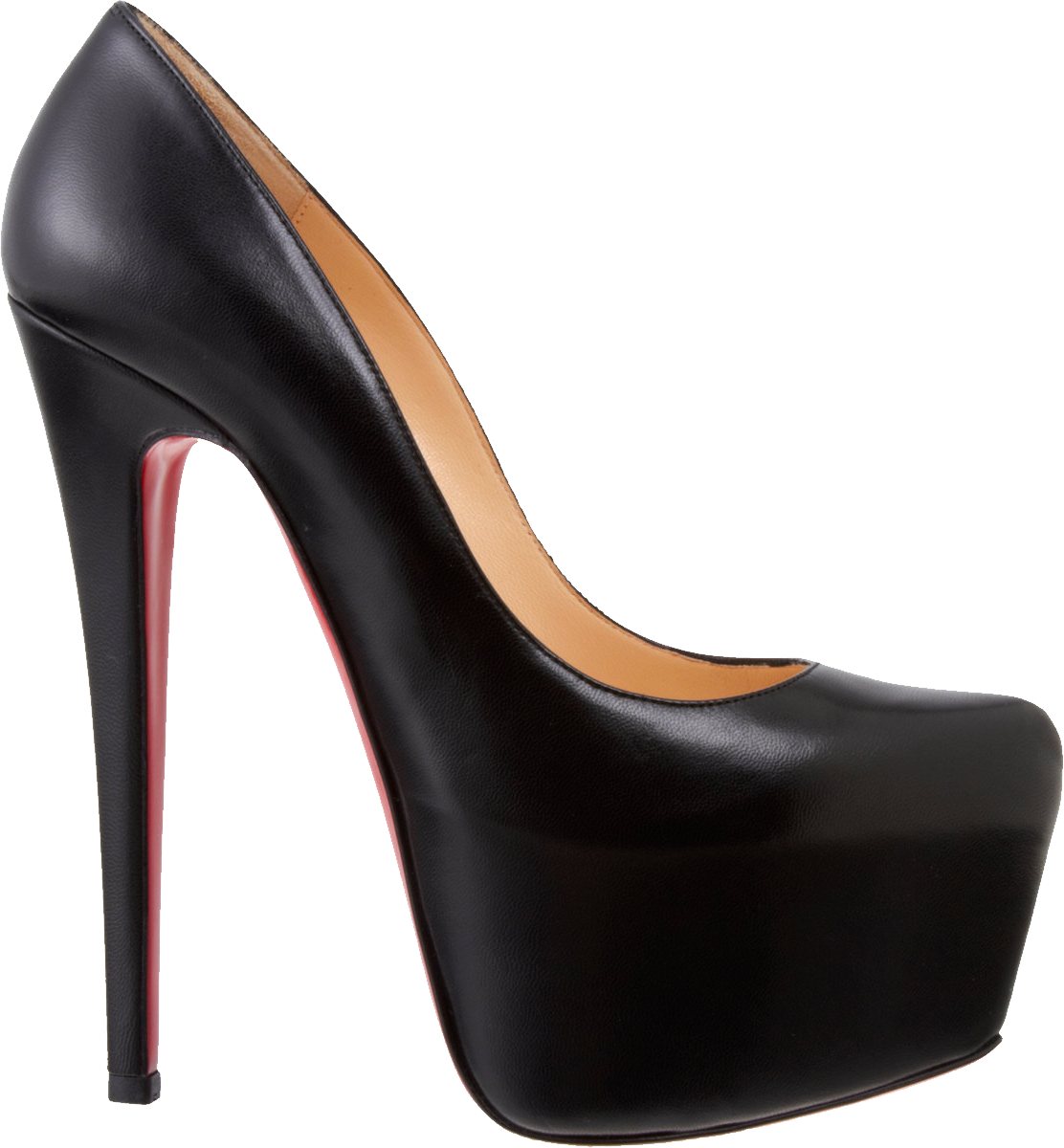 Black Patent Platform Pump With Tall Heel And Red Sole Product Photo