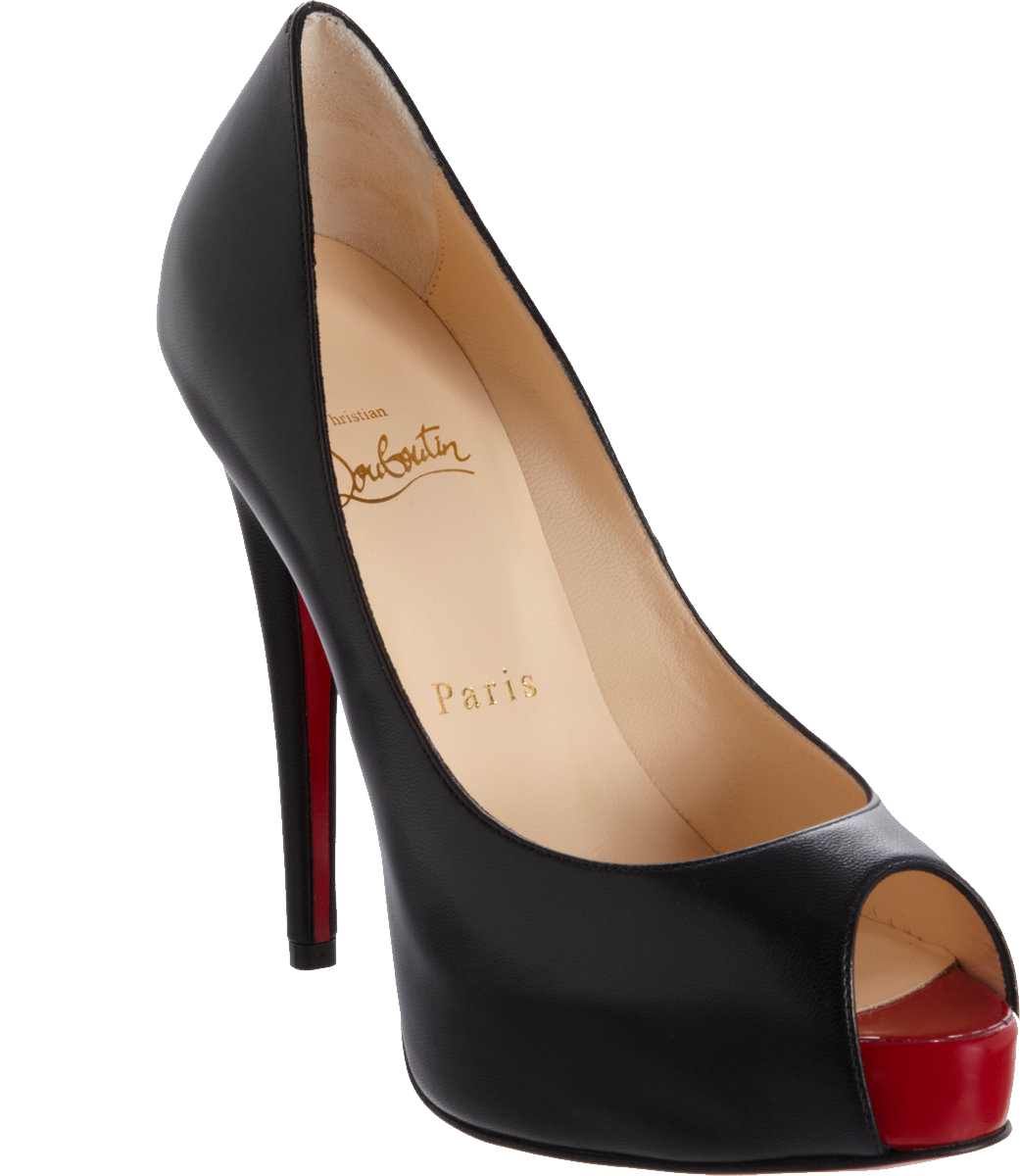 Black Pointed Toe Pump And Red Peep Toe Stiletto Shoes Pair