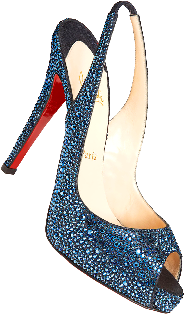 Blue Glitter Peep Toe High Heels With Ankle Strap Evening Shoes