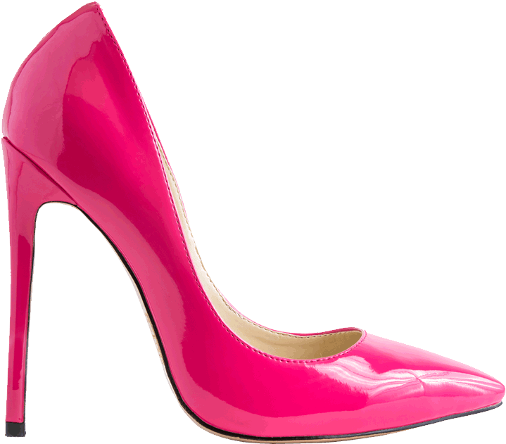 Bright Pink Patent Leather Stiletto Pump Isolated Product Image