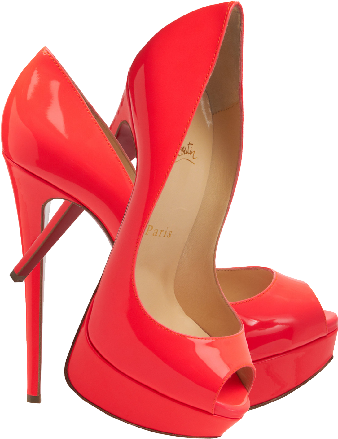 Bright Red Patent Leather Peep Toe Platform Pumps Product Photo
