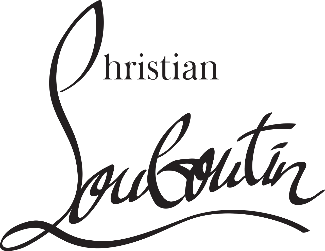 Christian Louboutin Script Logo On White Transparent Background