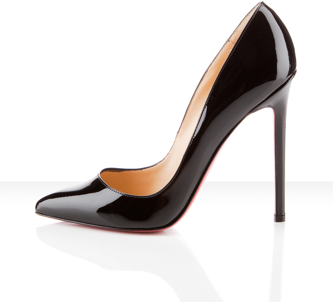 Classic Black Pointed Toe Stiletto Pump With Red Sole Product Image