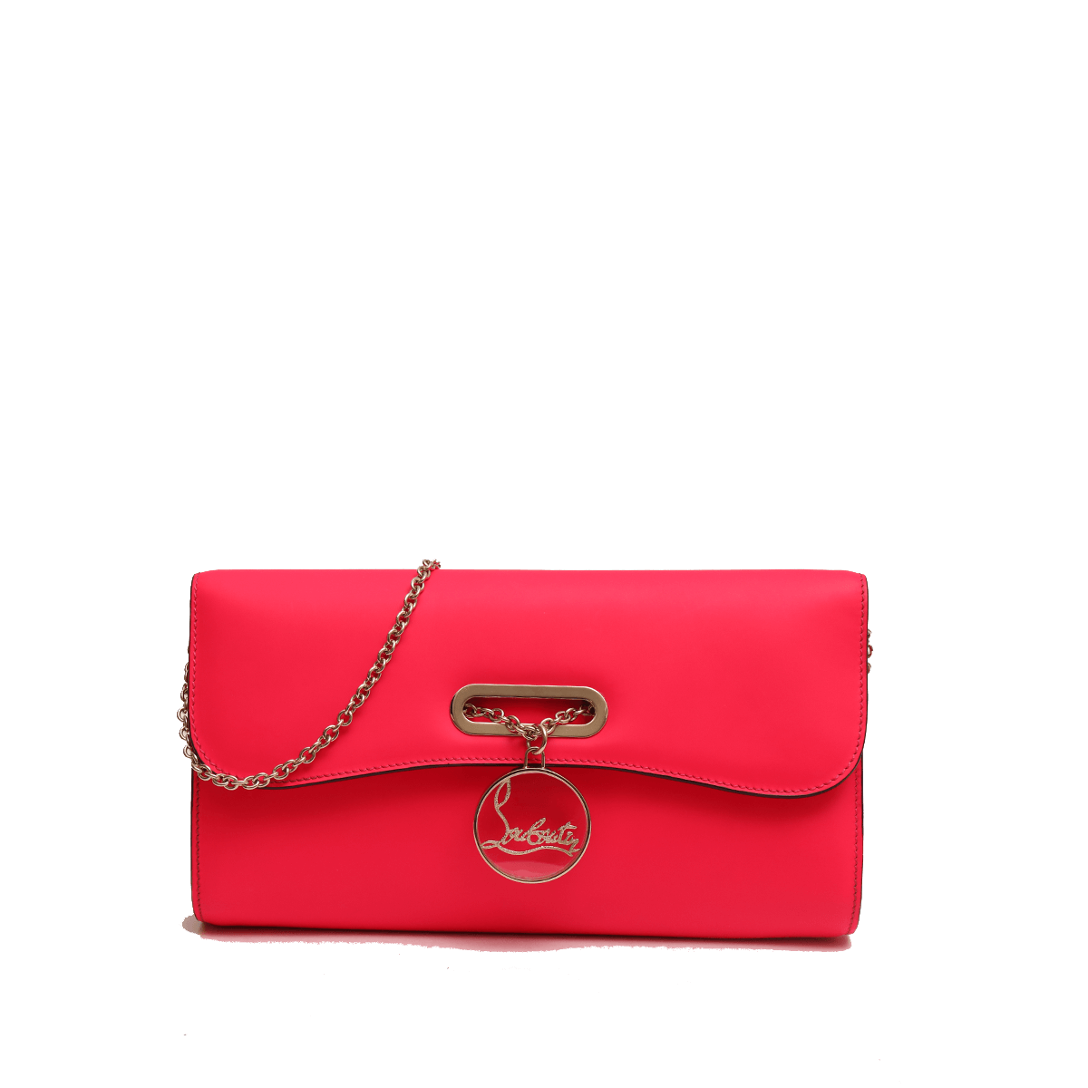 Red Leather Envelope Clutch Bag With Gold Chain Strap
