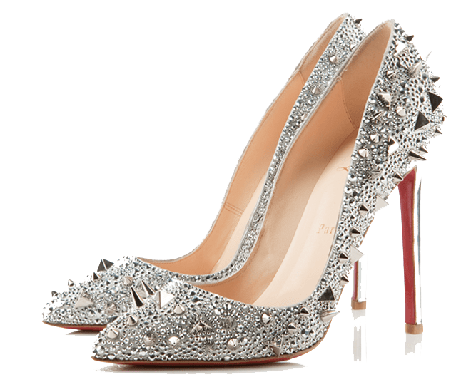 Silver Glitter Pointed Toe High Heels With Red Soles Fashion Shoes