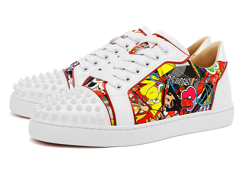 White High Top Sneakers With Colorful Designer Print Product Image
