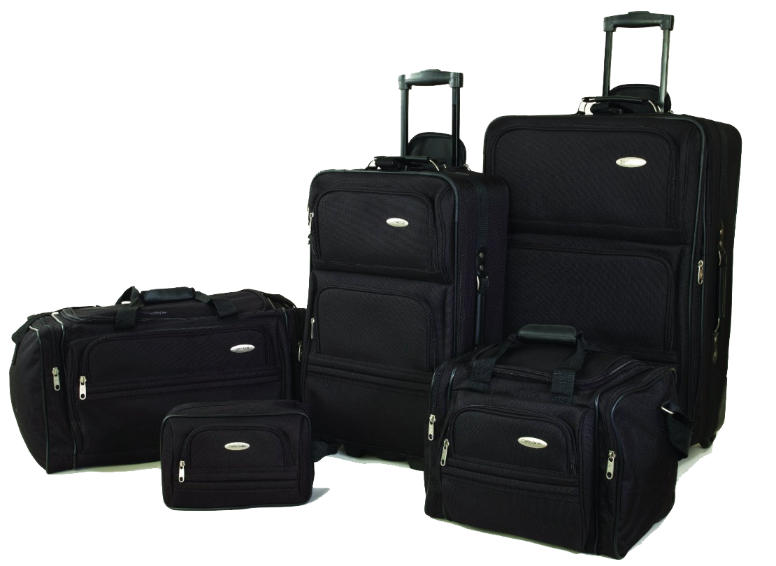 Black Soft Shell Luggage Set With Multiple Rolling Bags