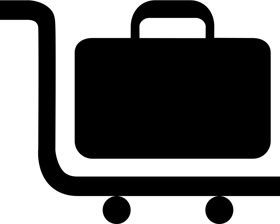 Black Suitcase And Luggage Trolley Silhouette PNG Icon