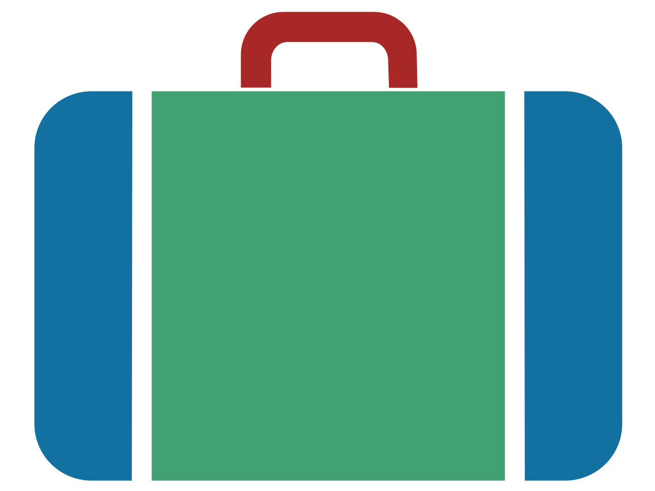 Blue Green And Red Suitcase Flat Vector Travel Icon