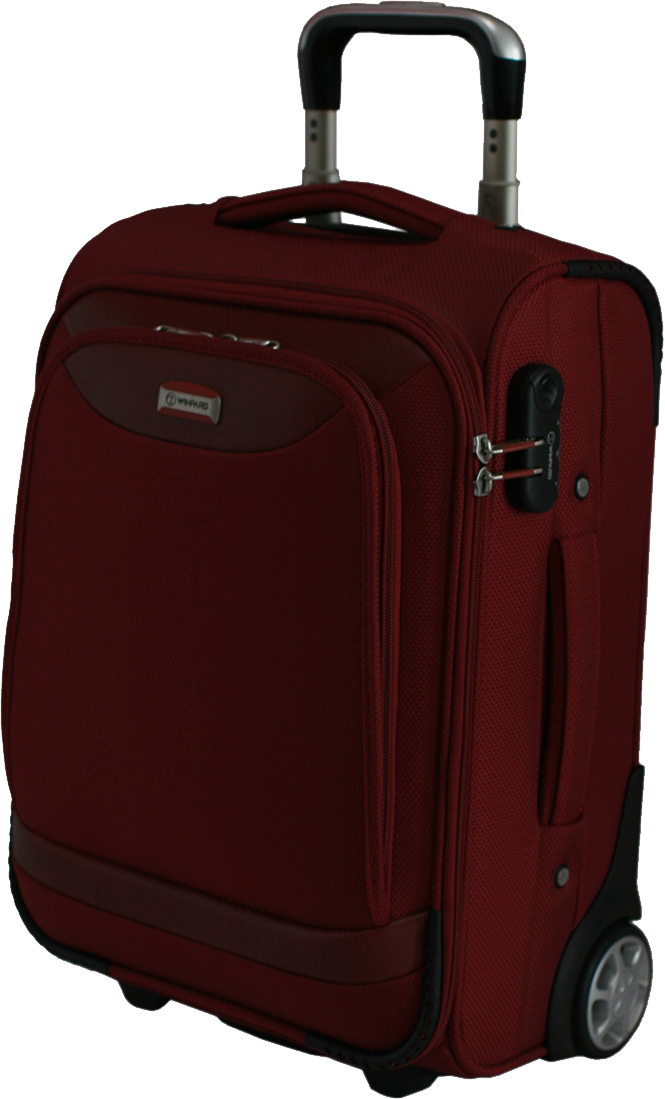 Burgundy Rolling Suitcase With Retractable Trolley Handle