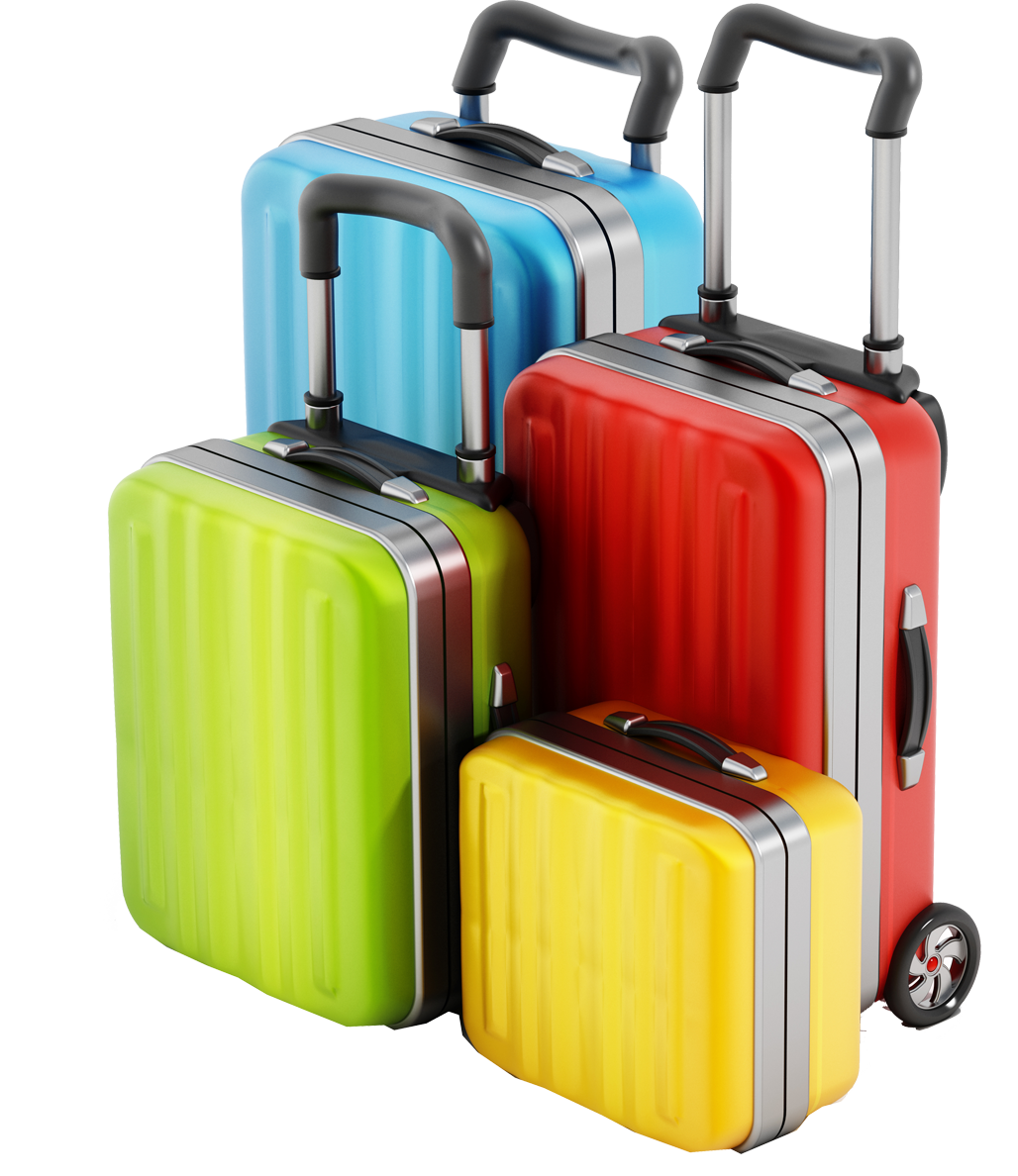 Colorful Family Travel Suitcase Set With Four Wheeled Bags