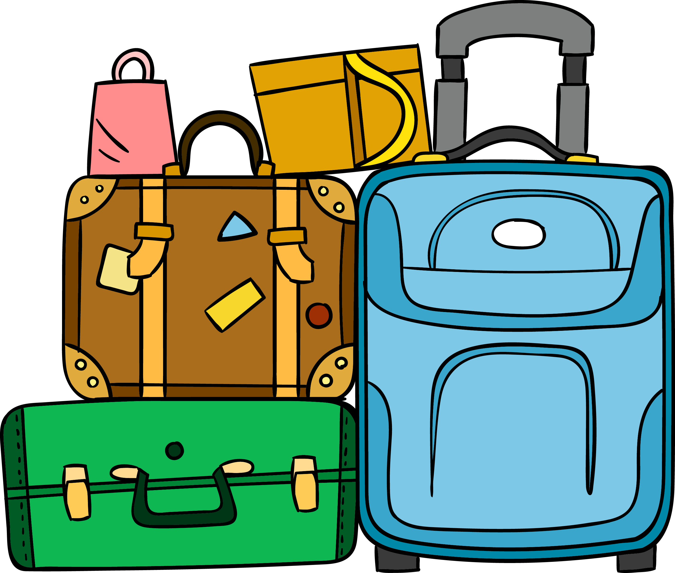 Colorful Illustrated Luggage Collection With Suitcase And Travel Bag