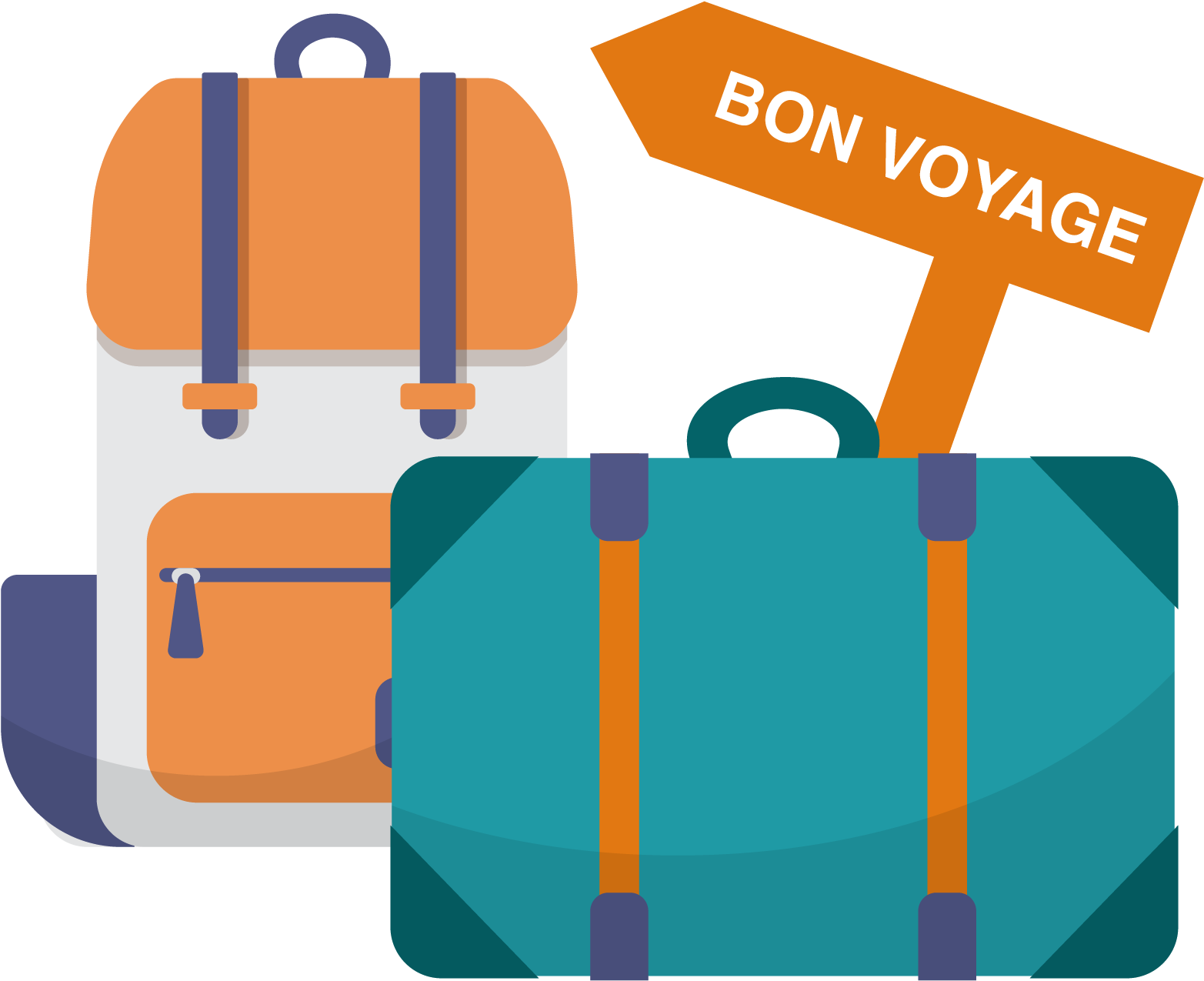 Colorful Travel Suitcases With Bon Voyage Holiday Banner Illustration