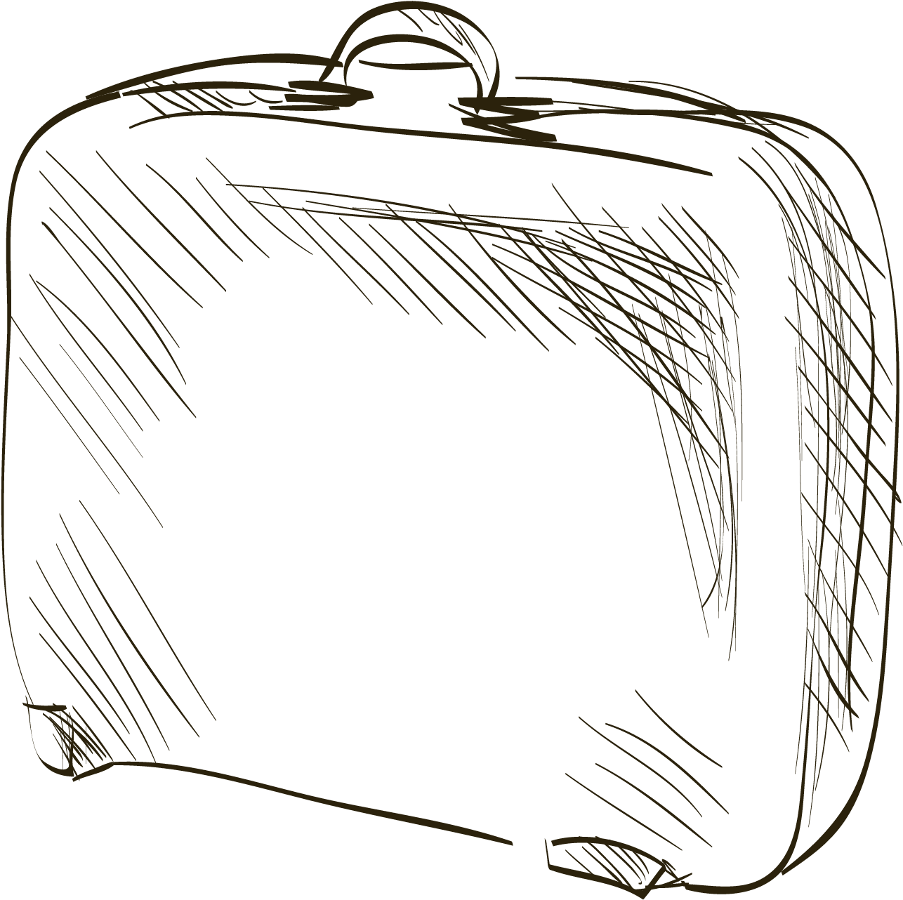Hand Drawn White Suitcase Sketch With Fine Travel Linework