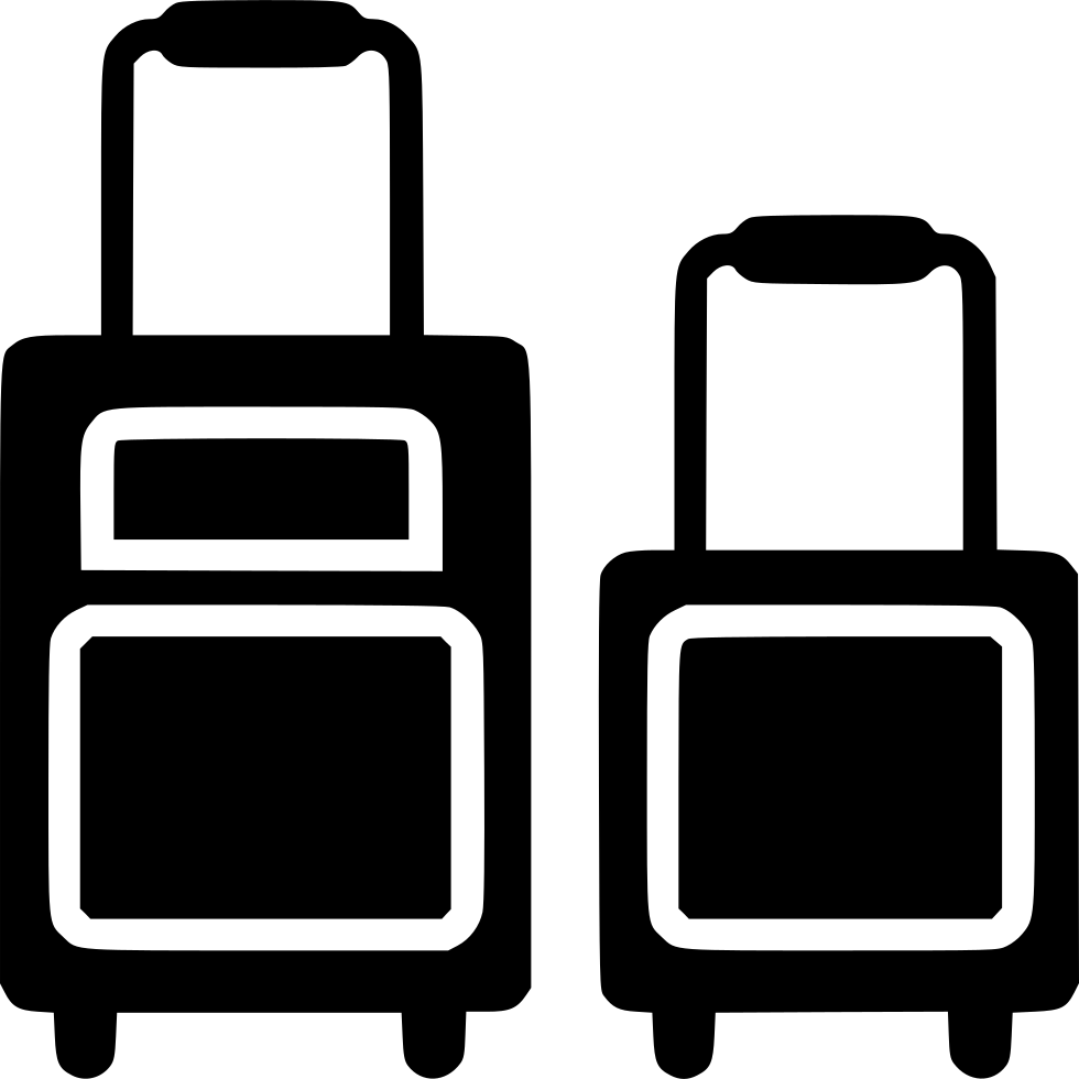 Pair Of Black Rolling Luggage Outline Icons In Different Sizes