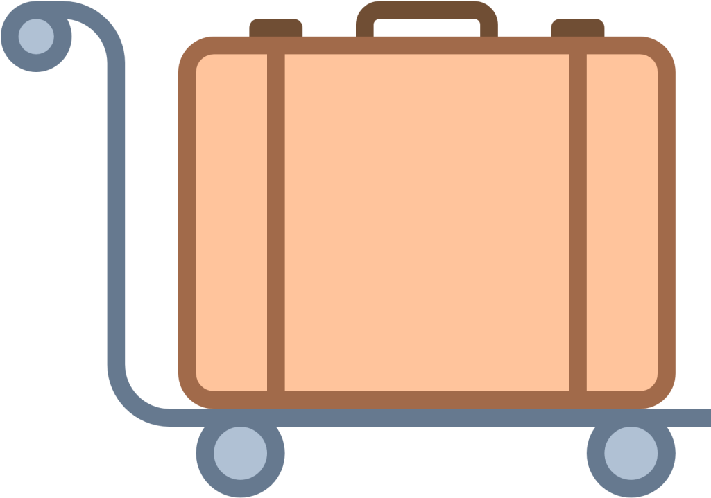 Pink Outline Drawing Of Rolling Suitcase With Telescopic Handle
