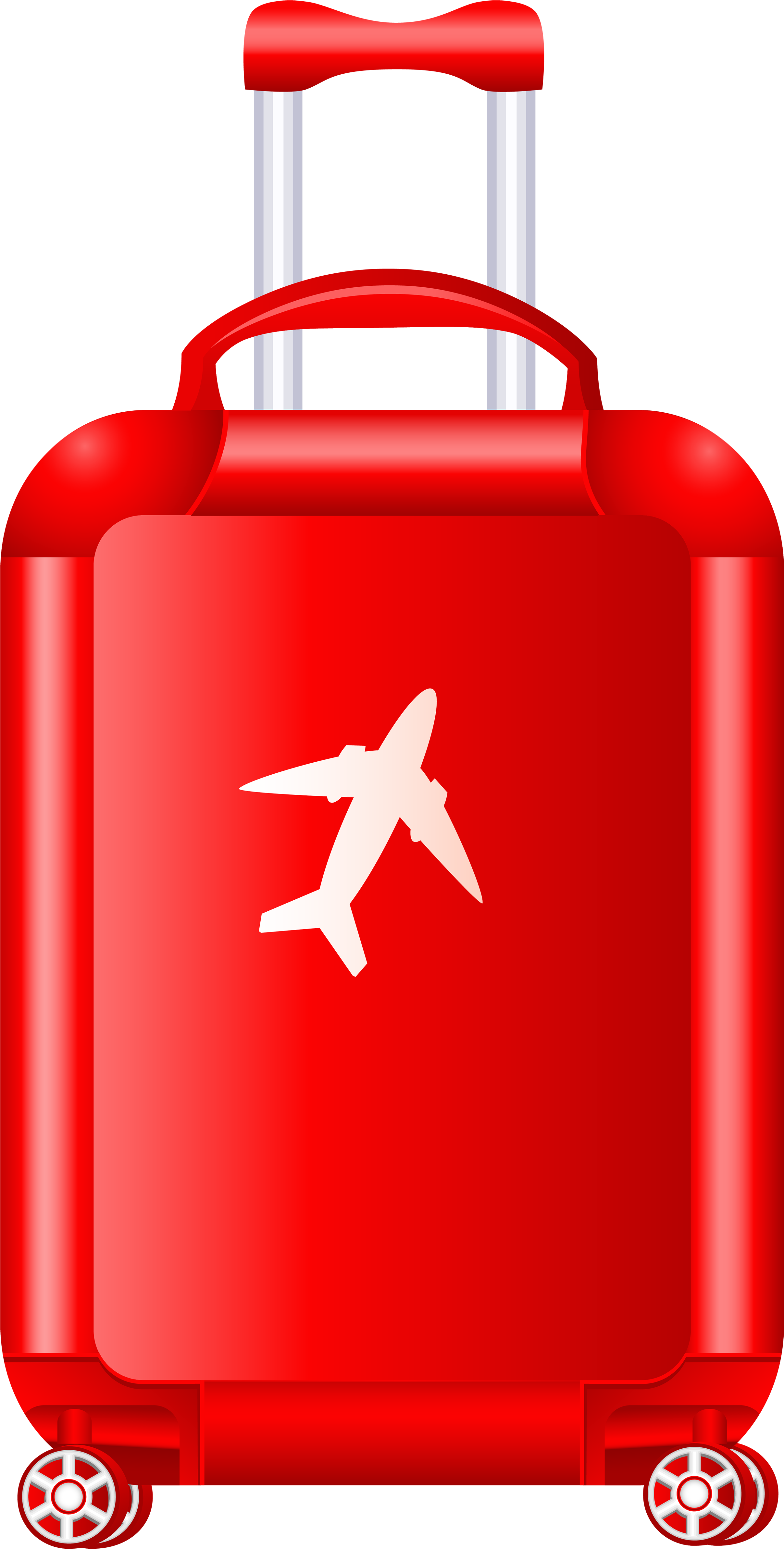 Red Mini Suitcase With White Airplane Travel Symbol And Wheels