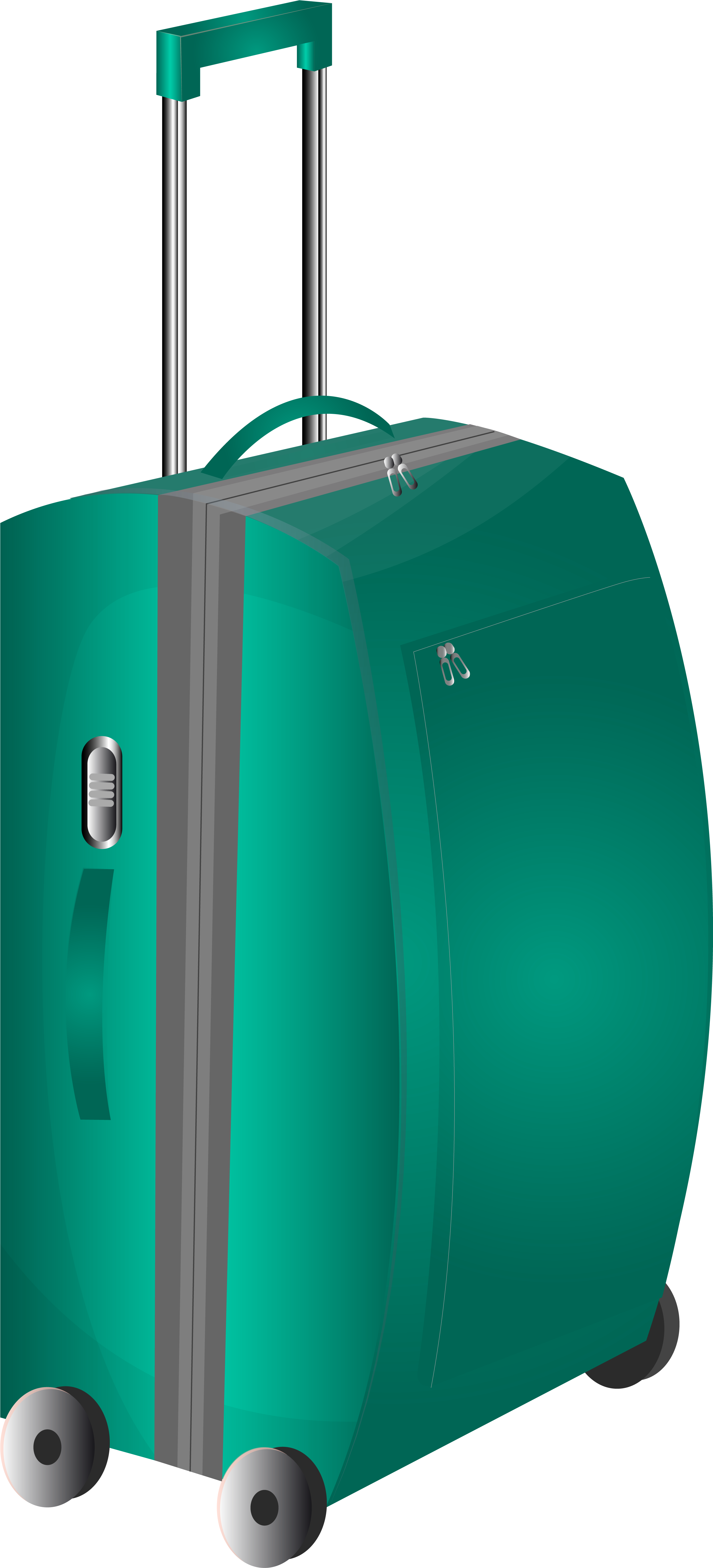 Teal Green Spinner Suitcase With Retractable Handle Product Photo