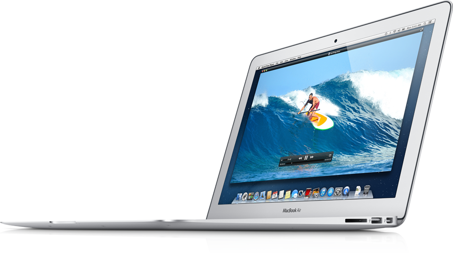 Angled MacBook Laptop With Ocean Desktop Wallpaper Product Image