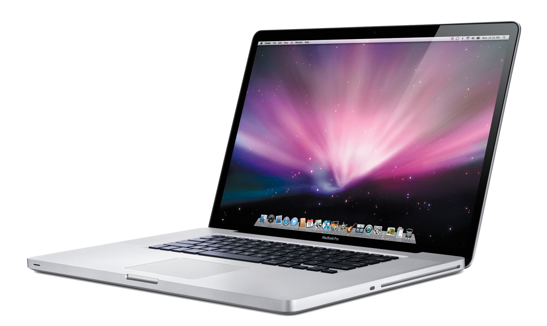 Angled Open Silver MacBook Laptop With Minimal Screen Product Image