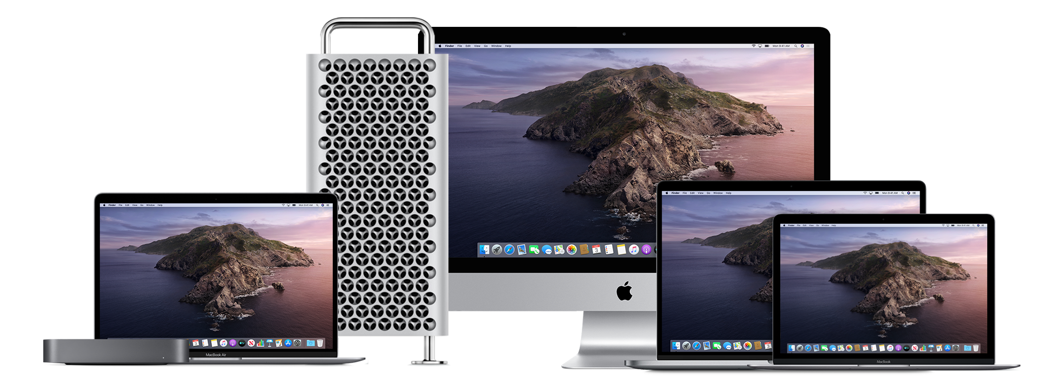 Apple Computer Product Lineup With MacBook Laptop And Desktop Displays
