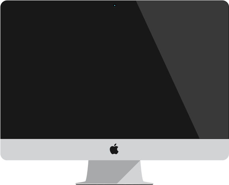 Apple iMac Desktop Monitor With Black Blank Screen Front View