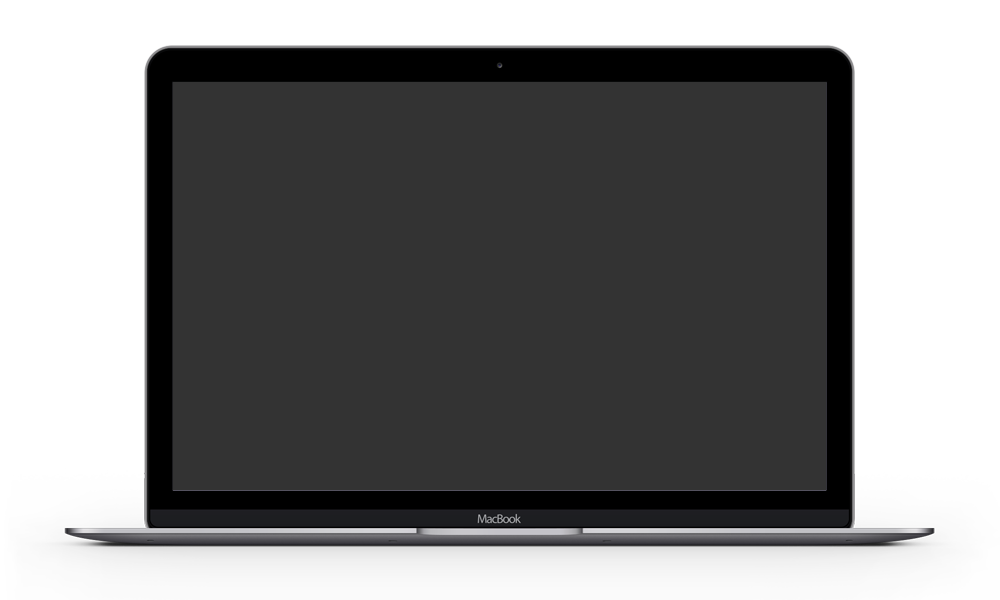 Black MacBook Air Front View With Dark Gray Blank Display