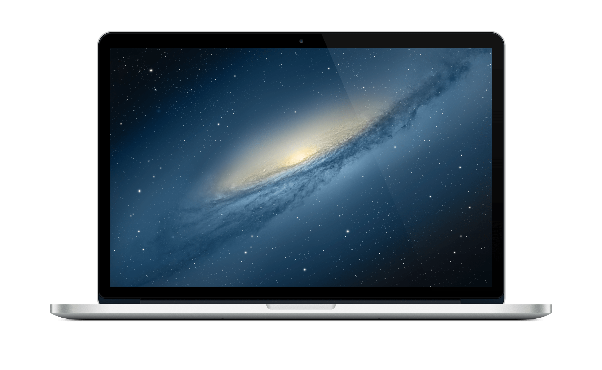Black MacBook Computer With Galaxy Space Wallpaper On Screen