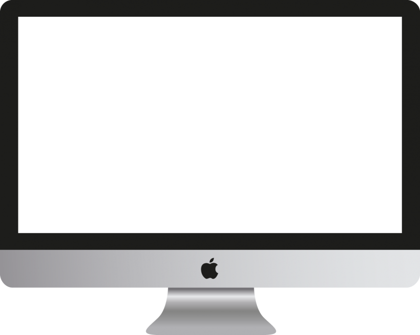 Front View Apple iMac Monitor With Blank White Screen And Stand
