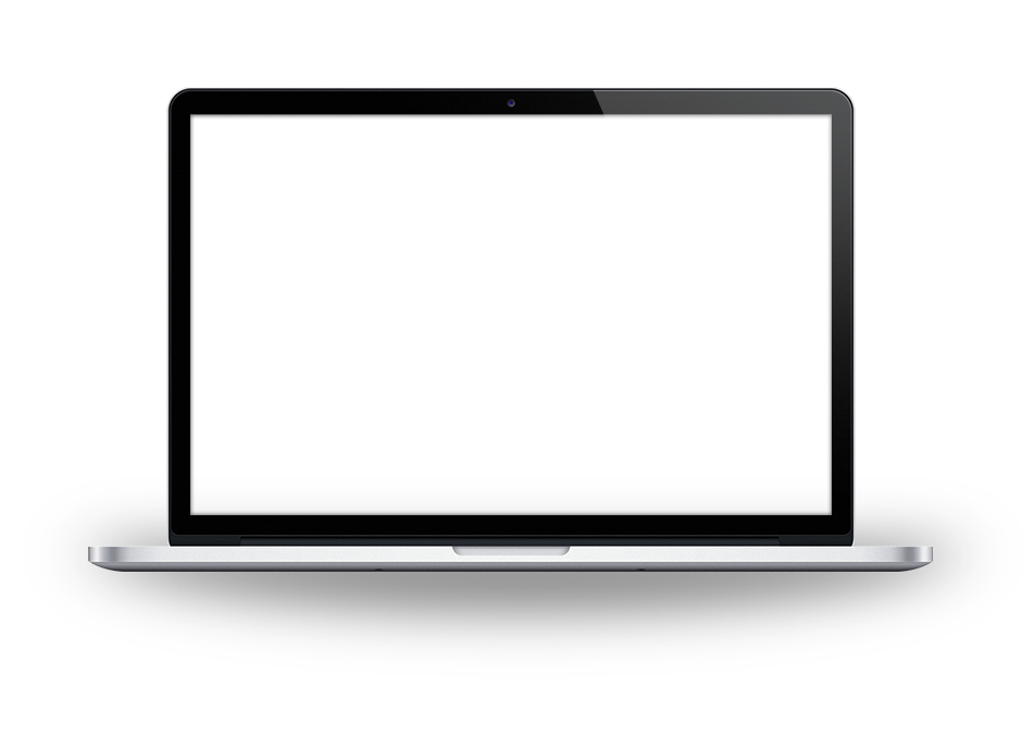 Front View Laptop Frame With Blank Display And Silver Keyboard