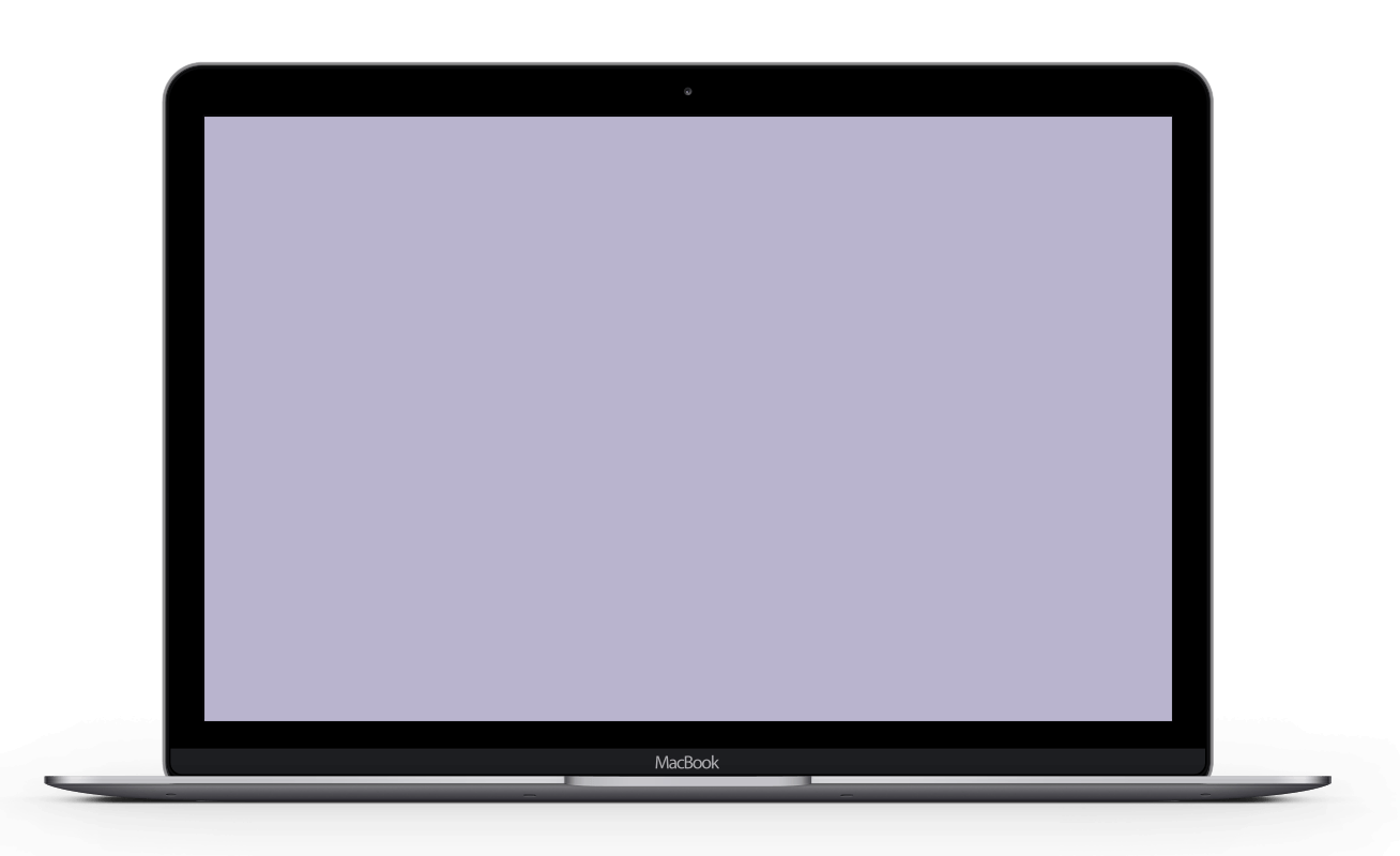 Front View Silver MacBook Laptop With Blank Lavender Screen Product Image