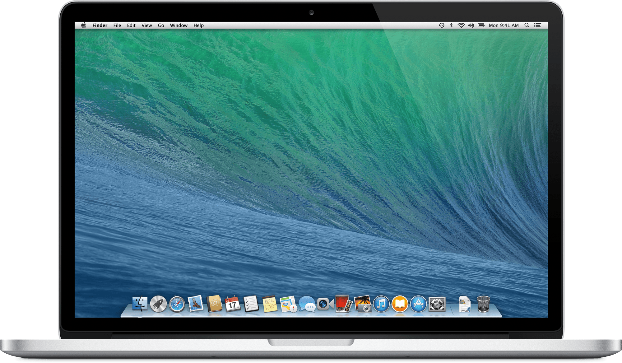 MacBook Air With Ocean Green macOS Desktop Wallpaper Product Photo