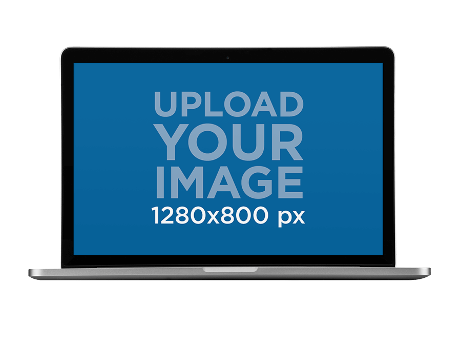 MacBook With Blue Upload Your Image Display Placeholder Template