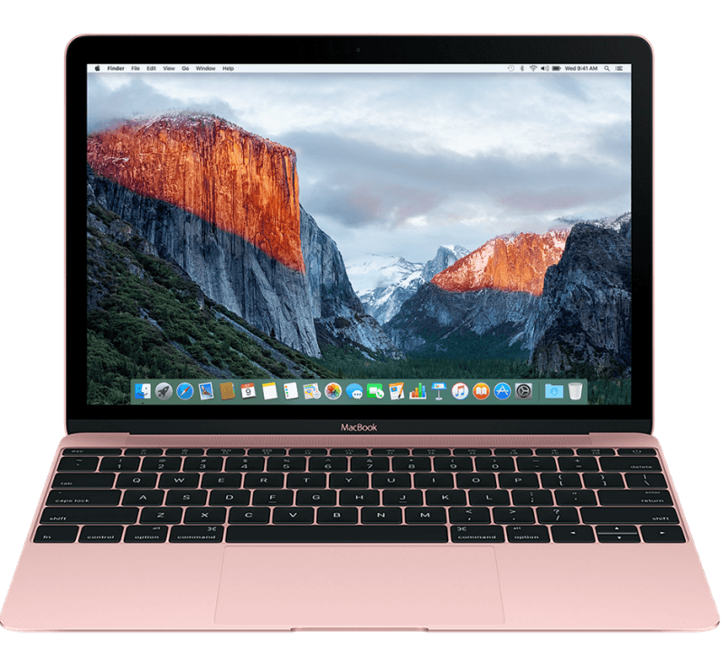 Rose Gold MacBook Pro With Yosemite Mountain Wallpaper On Screen