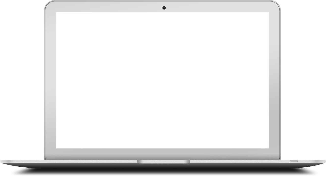 Silver MacBook Air Front View With Blank White Display Isolated PNG